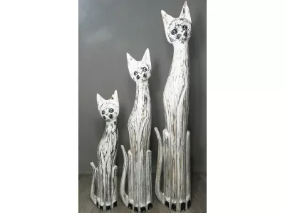 Figurka Koty Rzeźba Drewniana KOT 60cm Rękodzieło